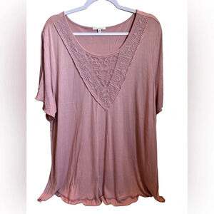 Maurices Mauve Pink Crochet Cold Shoulder 3x Blouse